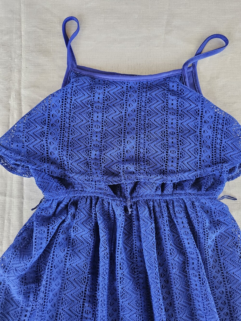 Bloome Girls Crochet Lace Lined Tiered Royal Blue Sleeveless Dress Girls Sz 10 - Picture 2 of 9